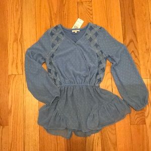 Blue lace romper